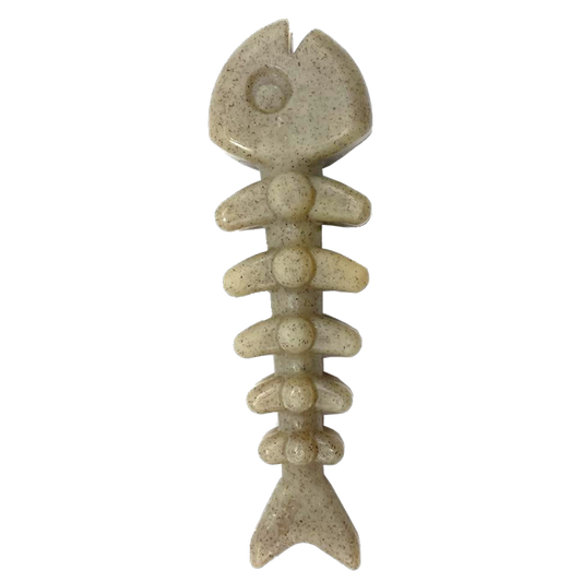 SodaPup Fish Bone Nylon Dog Toy Aggressive Chewers | USA Made Chew Brown