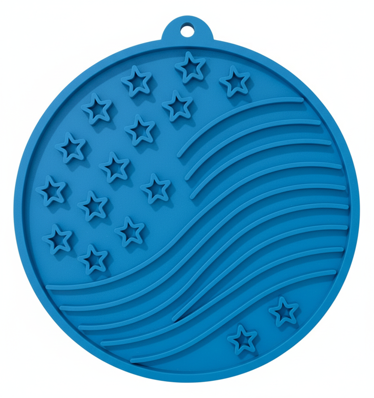 SodaPup USA-K9 Stars Stripes Design eMat Enrichment Lick Mat Dogs Cats Suction Cups | USA Made light blue