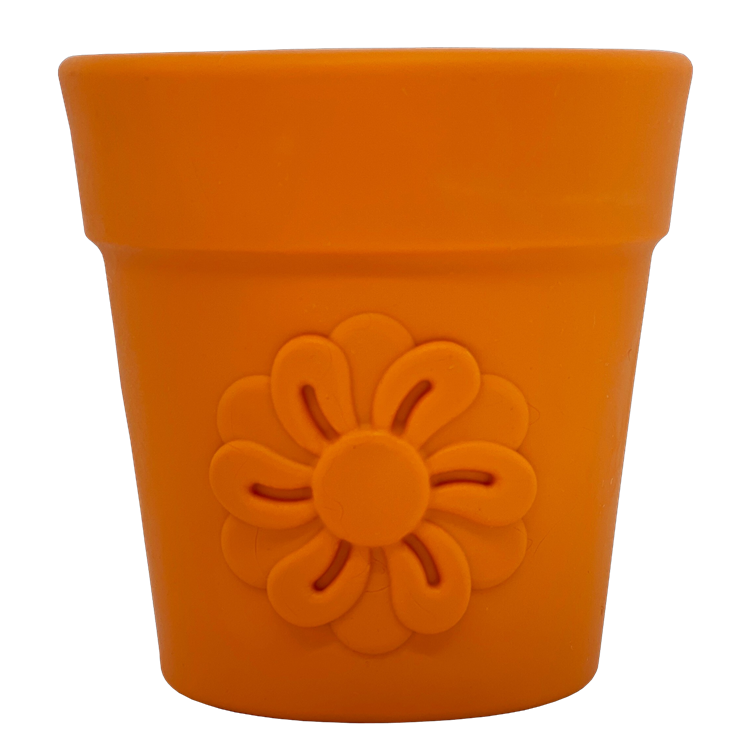 SodaPup Large Flower Pot eCup Dog Treat Dispenser | Durable USA-Made Enrichment Toy Terra Cotta Orange