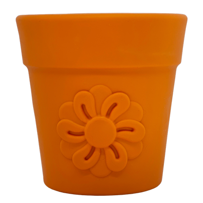 SodaPup Large Flower Pot eCup Dog Treat Dispenser | Durable USA-Made Enrichment Toy Terra Cotta Orange