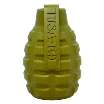 SodaPup USA-K9 Grenade Shaped eDispenser Durable Dog Chew Toy & Treat Dispenser Army Green LARGE
