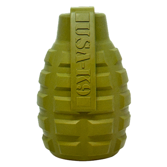 USA-K9 Grenade eDispenser Durable Rubber Chew Toy & Treat Dispenser - red