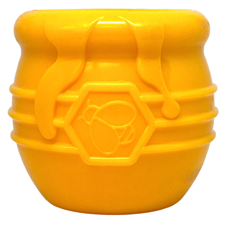 SodaPup Honey Pot Dog eCup Treat Dispenser | Durable PUP-X Rubber Enrichment Toy USA Made XL Yellow