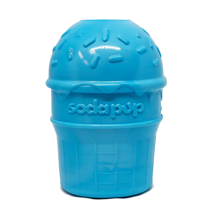 SodaPup Ice Cream Cone Rubber Dog Chew Toy Power Chewers | USA Made Large blue