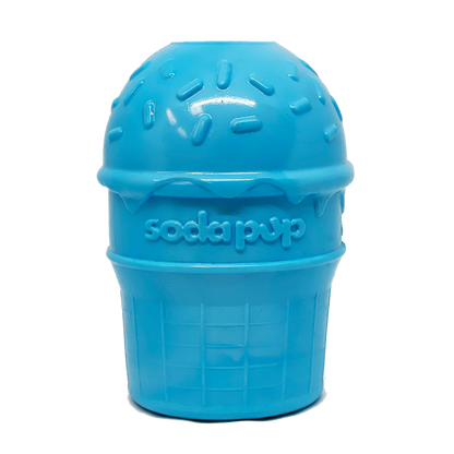 SodaPup Ice Cream Cone Rubber Dog Chew Toy Power Chewers | USA Made Large blue