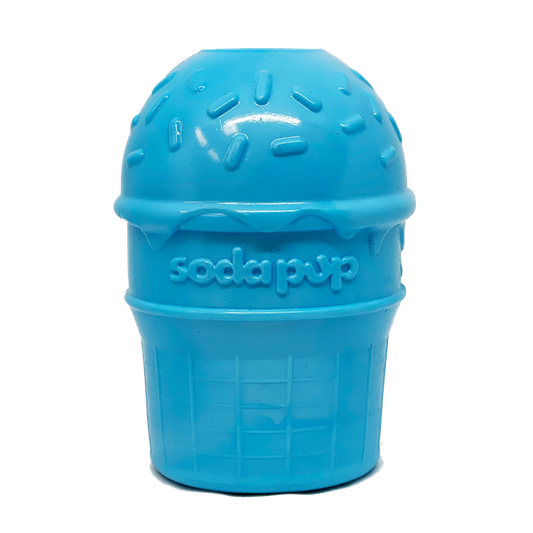SodaPup Ice Cream Cone Rubber Dog Chew Toy Power Chewers | USA Made Large blue