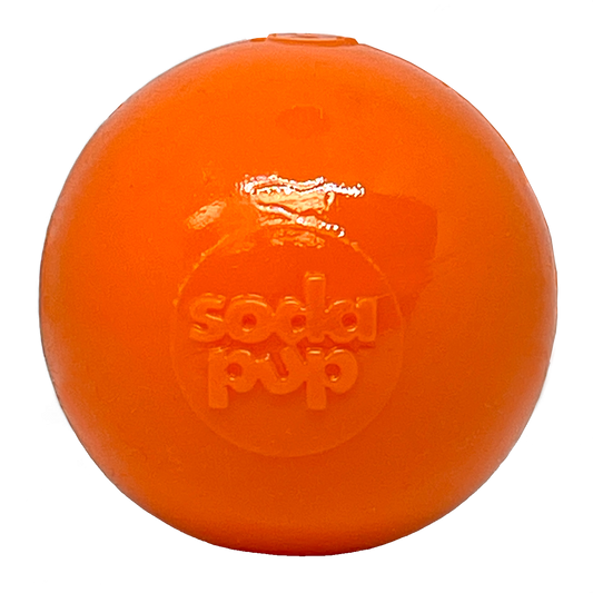 SodaPup Squeak Ball Durable Squeaky Dog Toy, Floats, Chew Toy | USA Made Medium Squeaker orange