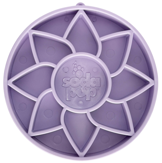 SodaPup Sunflower Softie eTray Slow Feeder Dog Bowl | Soft Shallow Lick Mat Yellow & Purple USA Made