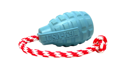 USA-K9 Grenade Shaped Rubber Dog Toy - Chew, Treat Dispenser & Tug Toy | USA - SodaPup/True Dogs, LLC