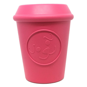 Coffee Cup Durable Rubber Chew Toy and Treat Dispenser - pink