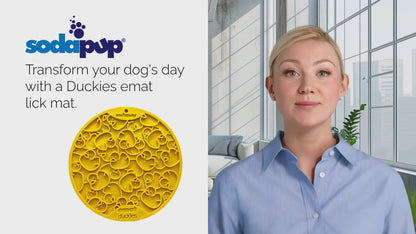 Rubber Duckies emat - Enrichment Lick Mat for Dogs and Cats - with Suction Cups | Bath Time Design | SodaPup USA Made