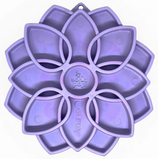 SodaPup Mandala Softie eTray Shallow Slow Feeder Dog Bowl Suction Cups | USA Made Pastel Purple