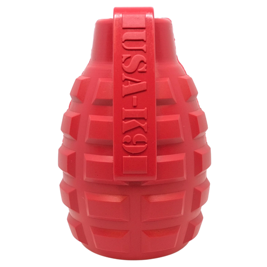 SodaPup USA-K9 Grenade Rubber Dog Chew Toy | K9 Handler eDispenser Red & Blue USA Made LARGE