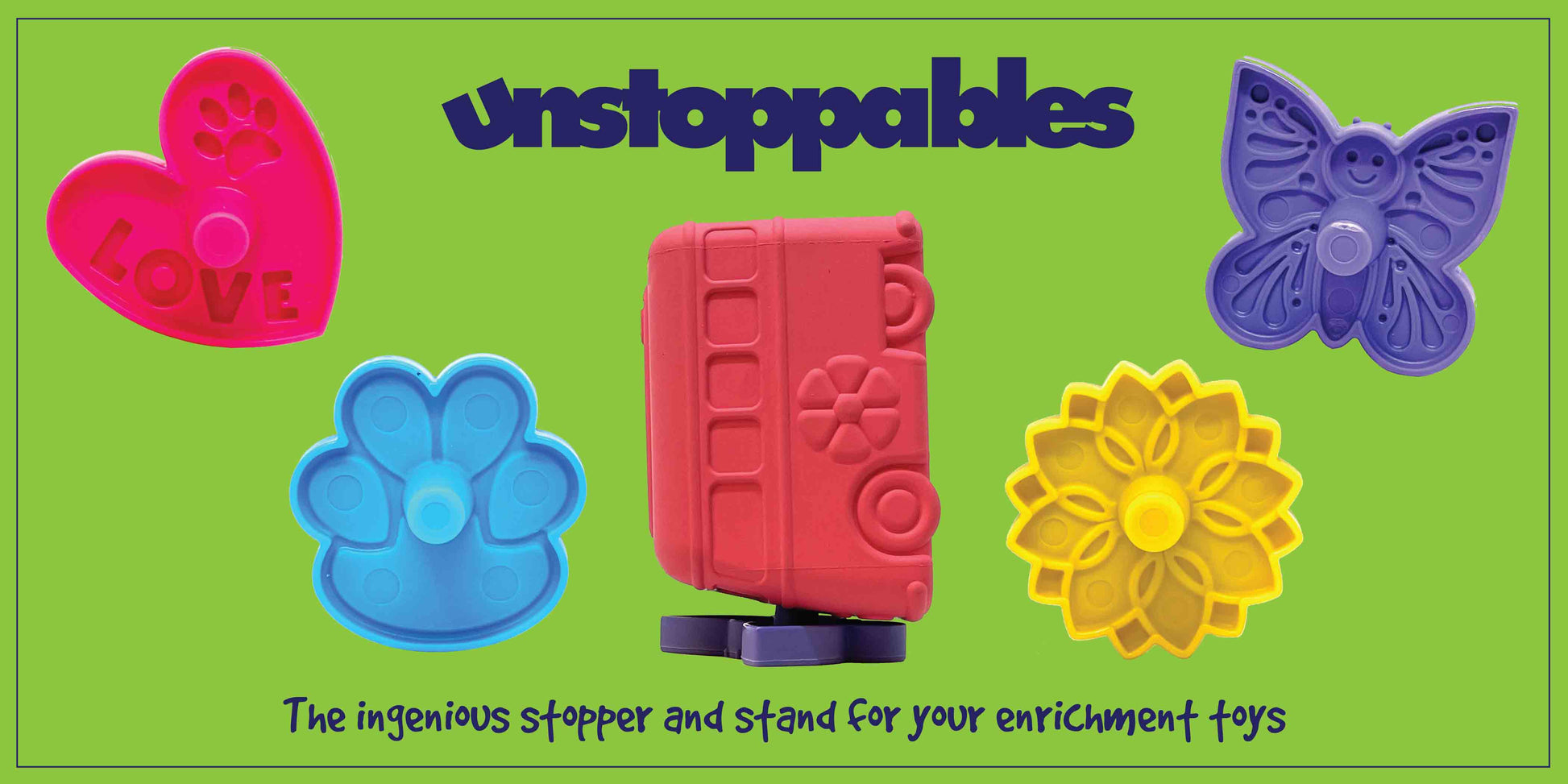 SodaPup Unstoppables Stopper & Stand Rubber Treat Dispensers 4 Pack