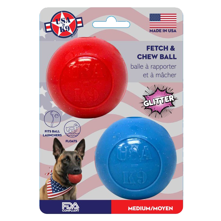 Glitter Ball 2-Pack Dog Toy | Soft Rubber Floating Fetch Ball with Treat Dispenser | USA Made - SodaPup/True Dogs, LLC