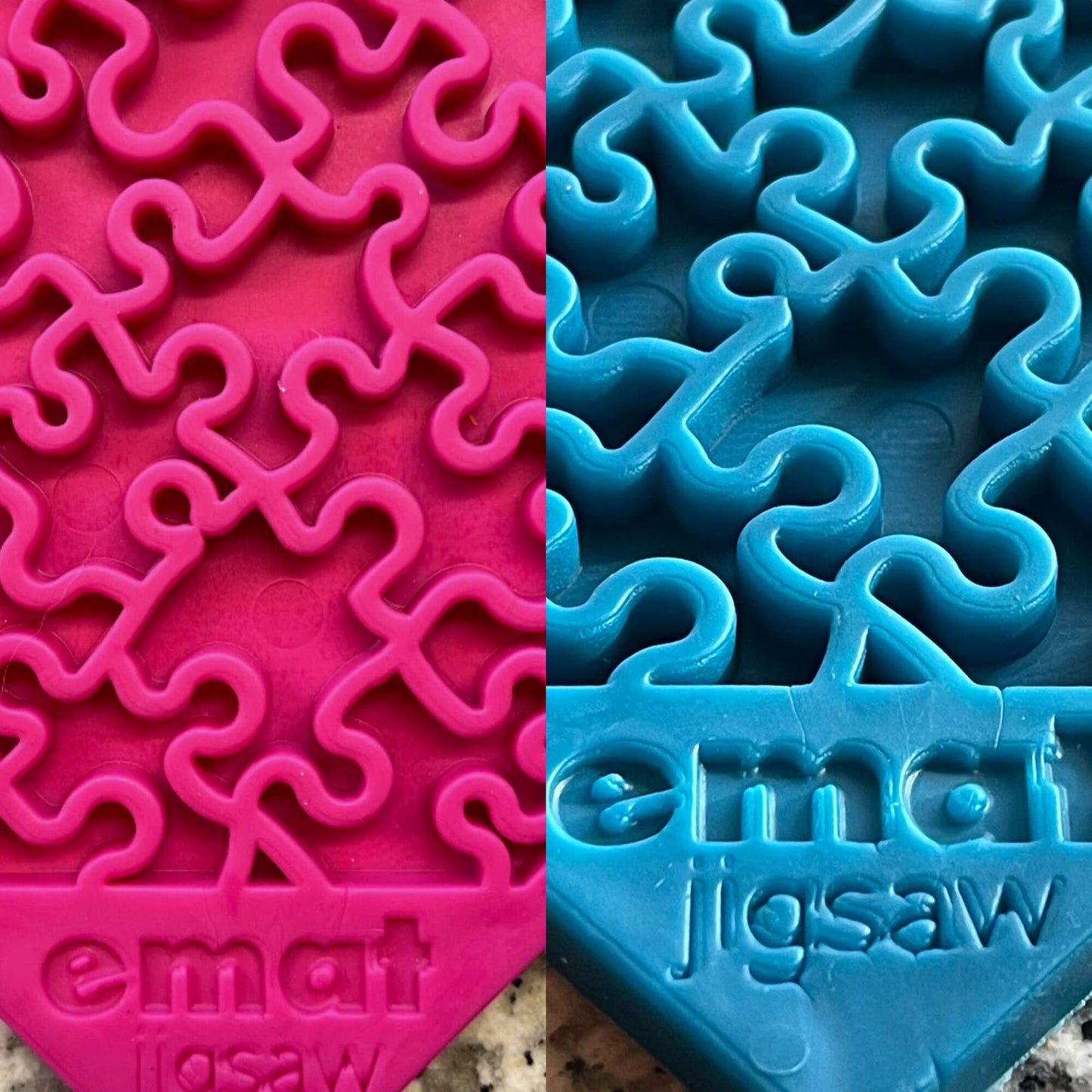 SodaPup Blue & Pink Jigsaw Dog Lick Mat Bundle | 2-Pack Large Puzzle eMat