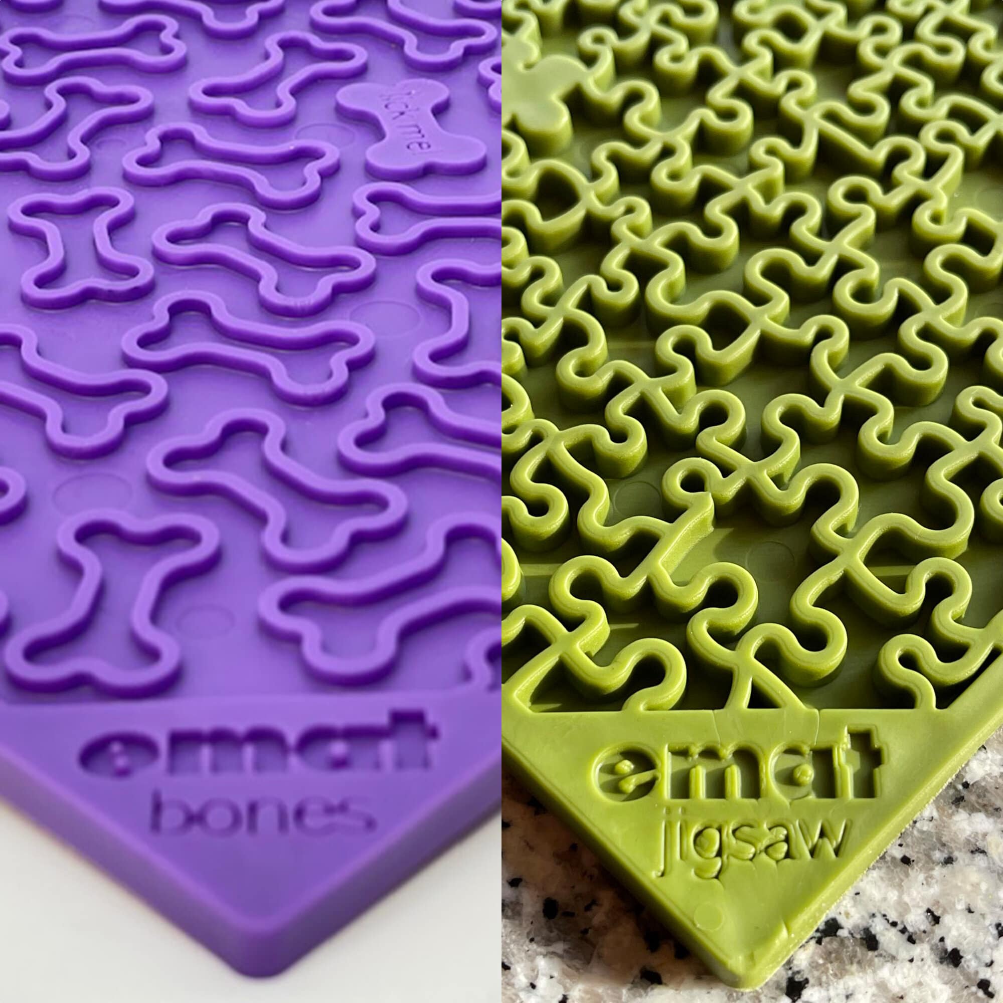 Large Green Jigsaw & Large Purple Bones eMat Lick Mat Bundle