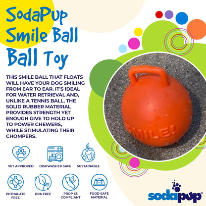 SodaPup Smile Ball Rubber Dog Chew Toy Heavy Chewers | Floating Fetch USA Made