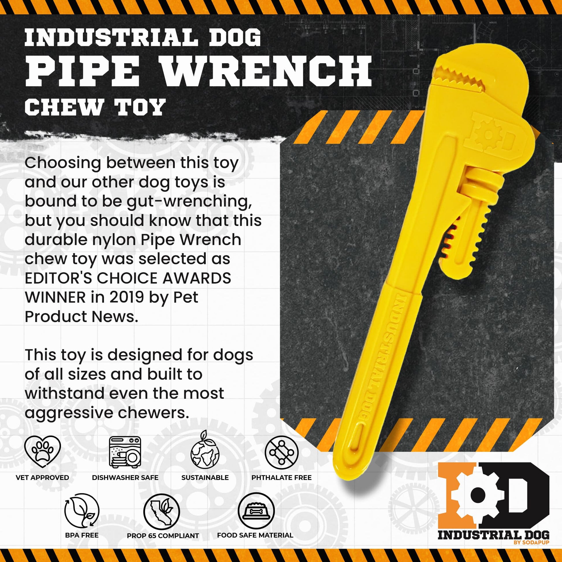 SodaPup Pipe Wrench Nylon Dog Toy Aggressive Chewers | USA Made