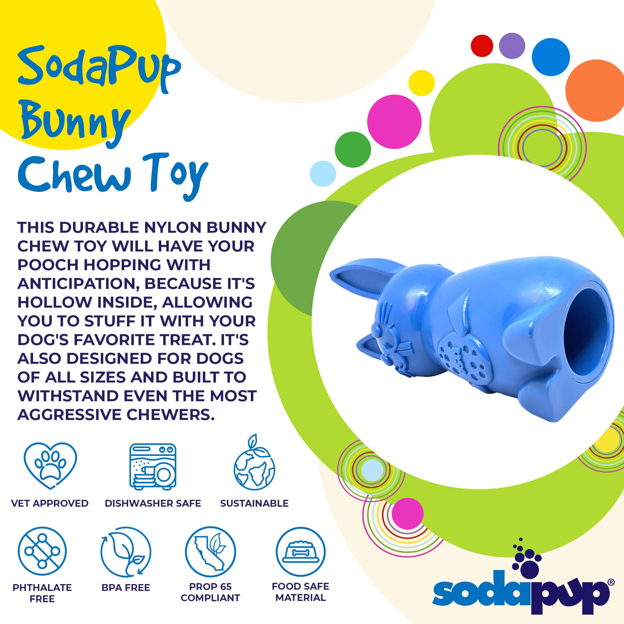 Bunny eChew Durable Nylon Chew and Enrichment Toy | SodaPup/True