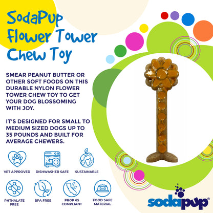 SodaPup Flower Tower Nylon Chew Toy Aggressive Chewers USA Made Enrichment