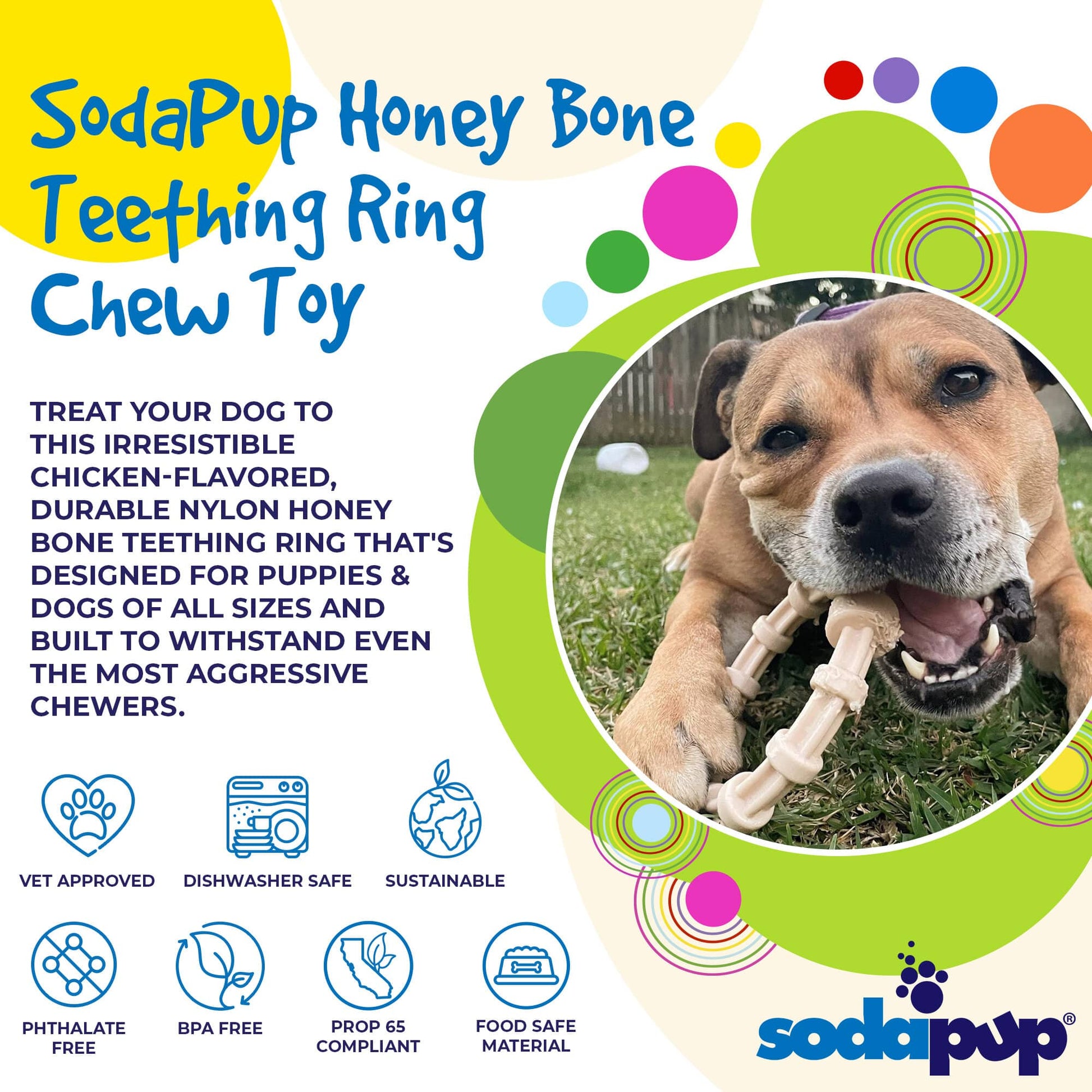 SodaPup Chicken Flavored Teething Ring Puppies & Aggressive Chewers | USA Made