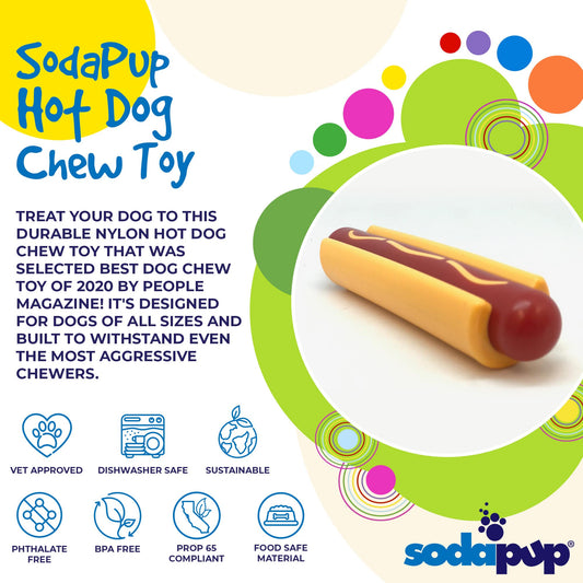 SodaPup Hot Dog Nylon Toy Aggressive Chewers | USA Made