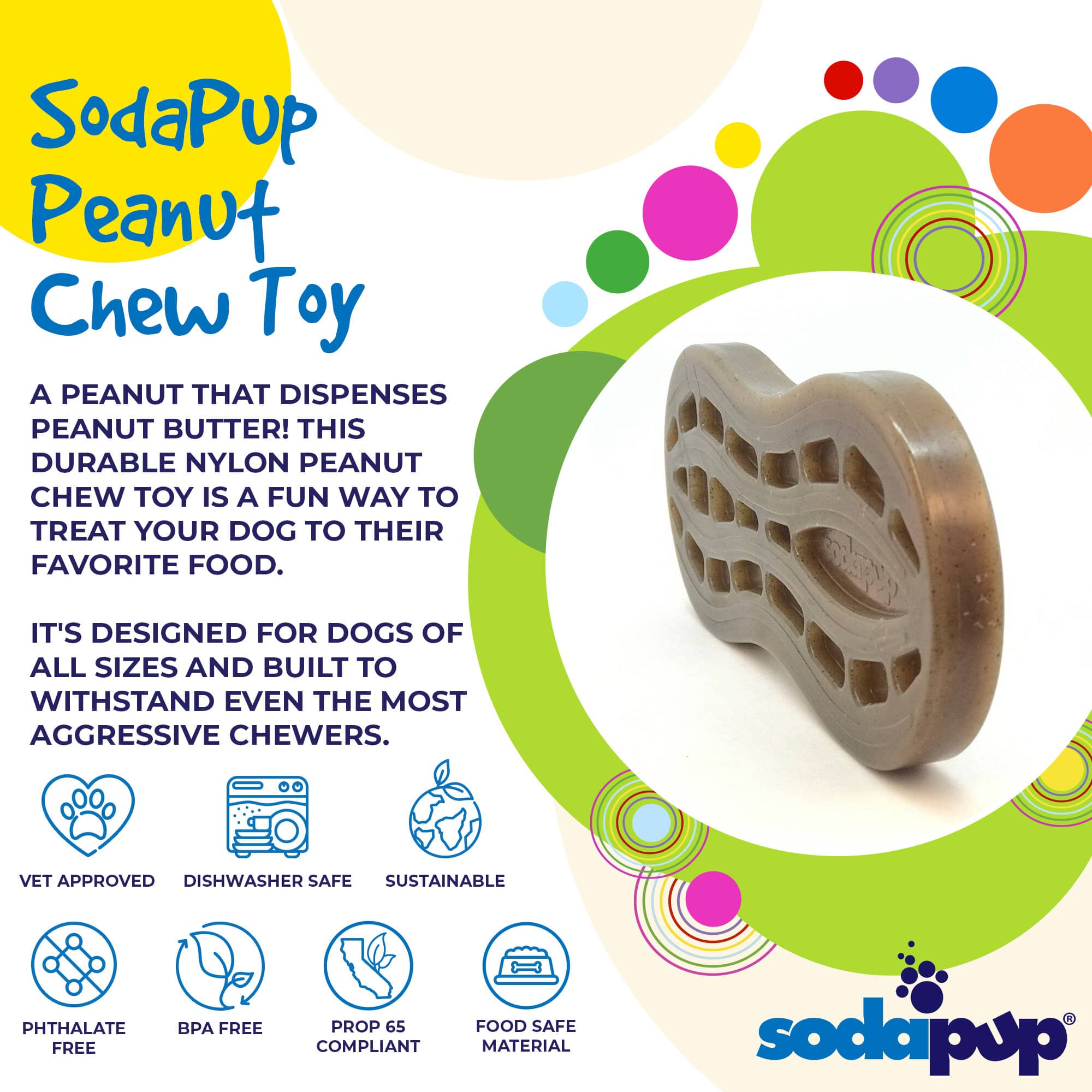 Peanut Nylon Chew Toy for Aggressive Chewers | USA-Made | SodaPup
