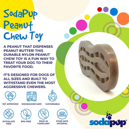 SodaPup Peanut Nylon Dog Chew Toy | Ultra-Durable Aggressive Chewers
