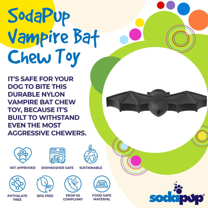 SodaPup Vampire Bat Nylon Dog Chew Toy Aggressive Chewers | USA Made & FDA Compliant