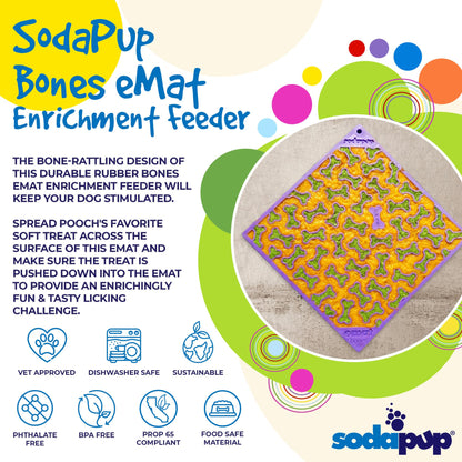 SodaPup Dog Lick Mat Bundle 3 eMat Enrichment Mats + Peanut Butter | Anxiety Relief & Slow Feeder Set