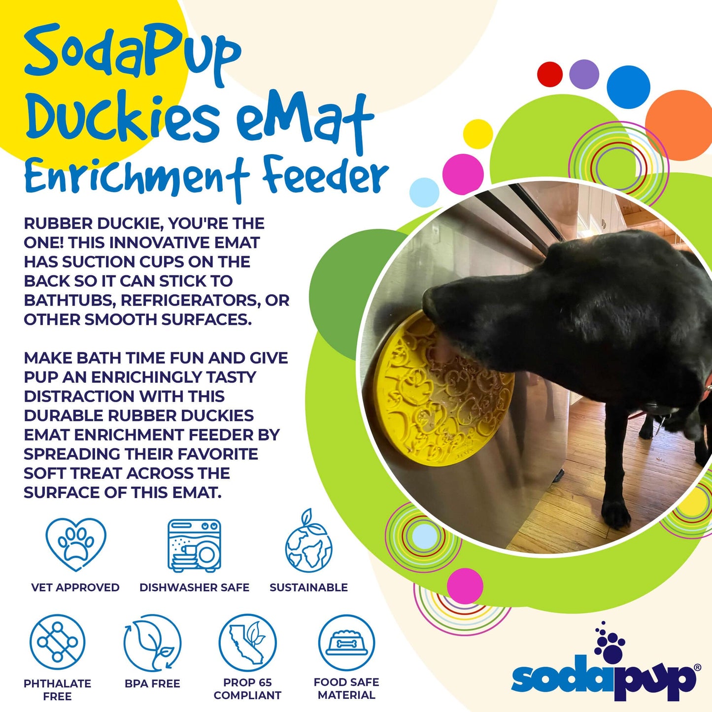SodaPup Rubber Duckies emat Enrichment Lick Mat Dogs Cats Suction Cups | Bath Time Design USA Made