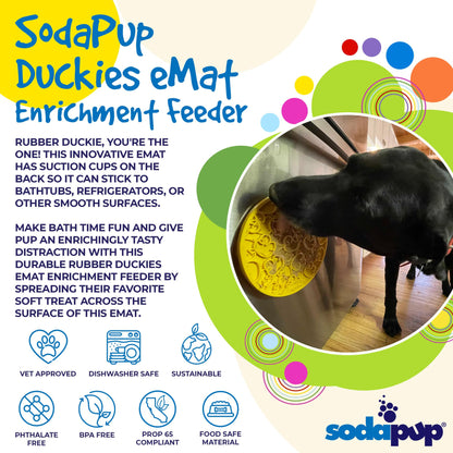 SodaPup Rubber Duckies emat Enrichment Lick Mat Dogs Cats Suction Cups | Bath Time Design USA Made