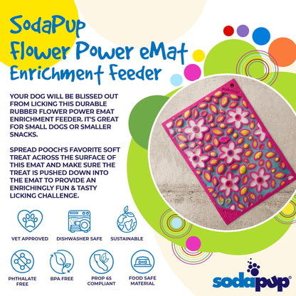 SodaPup Flower Power emat Enrichment Lick Mat Dogs Cats | Design USA Made