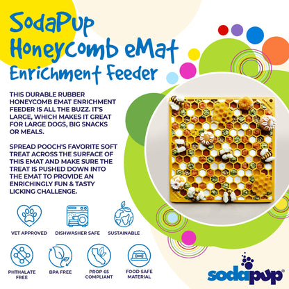 SodaPup Honeycomb eMat Enrichment Lick Mat Dogs Cats | Toy Anxiety Relief