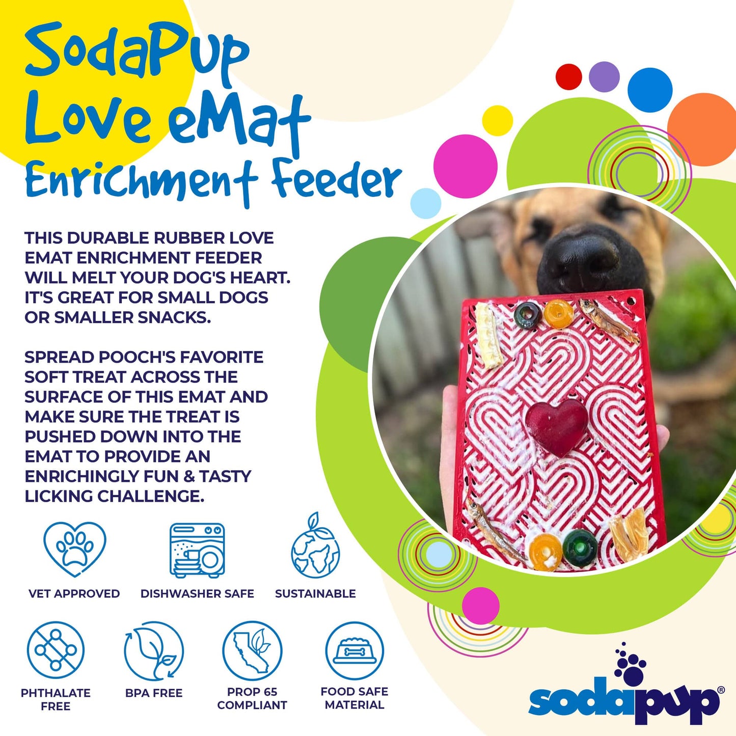 SodaPup Love eMat Enrichment Lick Mat Dogs Cats| Heart Design |
