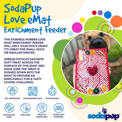 SodaPup Love eMat Enrichment Lick Mat Dogs Cats| Heart Design |