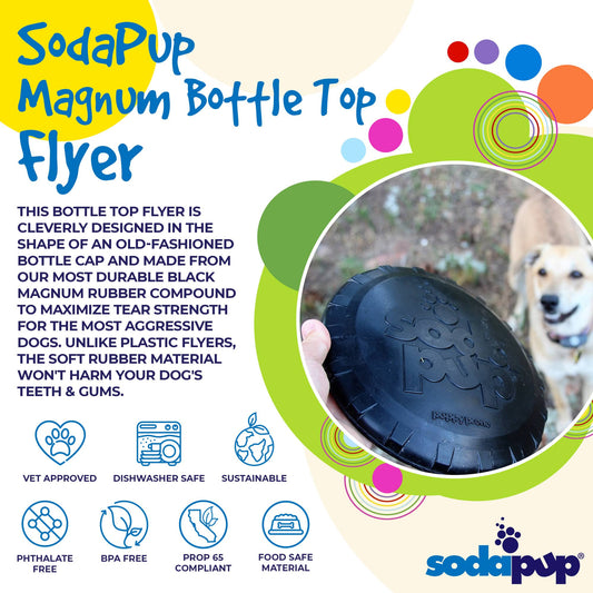 SodaPup Magnum Bottle Top Flyer Rubber Frisbee Heavy Chewers | Large USA Made