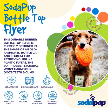 SodaPup Bottle Top Flyer Rubber Frisbee Dogs | Orange Vet Approved USA Made