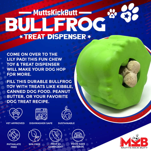 SodaPup Bull Frog Dog Chew Toy & Treat Dispenser USA Made |