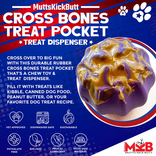 SodaPup Cross Bones Bully Stick Holder &amp; Chew Toy Heavy Chewers | Purple USA Made