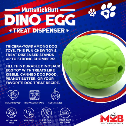 SodaPup Dinosaur Egg Dog Chew Toy & Treat Dispenser USA Made |