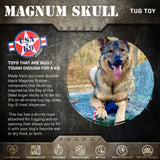 USA-K9 Magnum Skull Durable Rubber Chew Toy, Treat Dispenser, Reward Toy, Tug Toy, and Retrieving Toy - Black Magnum