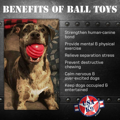 SodaPup USA-K9 Stars Stripes Rubber Dog Toy | K9 Handler Reward Red USA Made