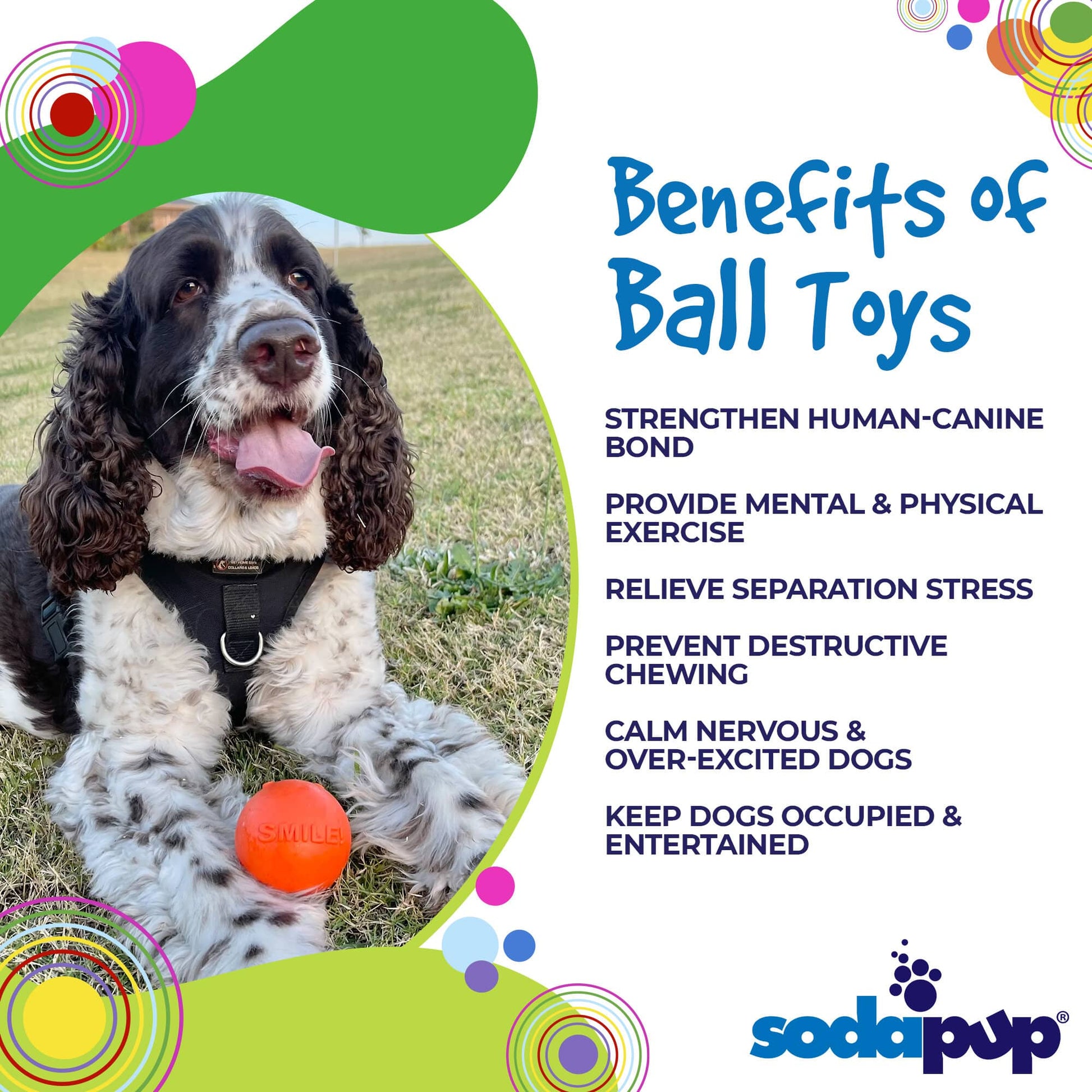 SodaPup Smile Ball Rubber Dog Chew Toy Heavy Chewers | Floating Fetch USA Made