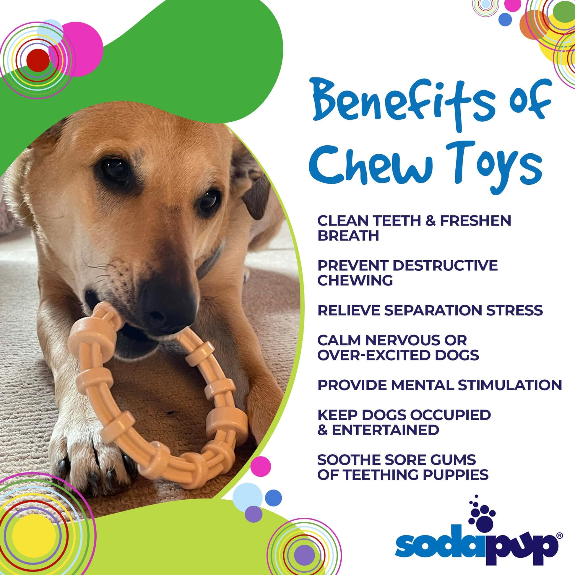 SodaPup Chicken Flavored Teething Ring Puppies & Aggressive Chewers | USA Made
