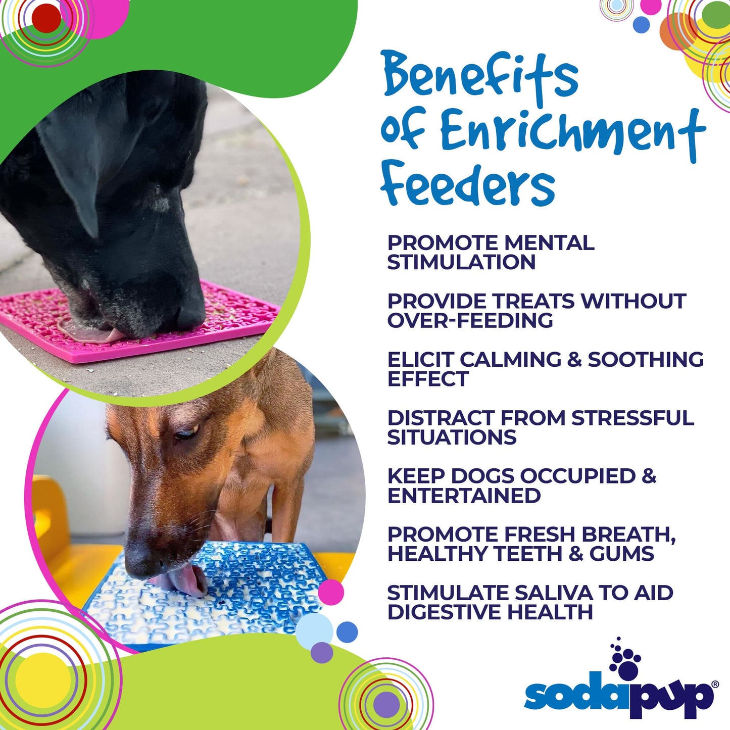 SodaPup Blue & Pink Jigsaw Dog Lick Mat Bundle | 2-Pack Large Puzzle eMat