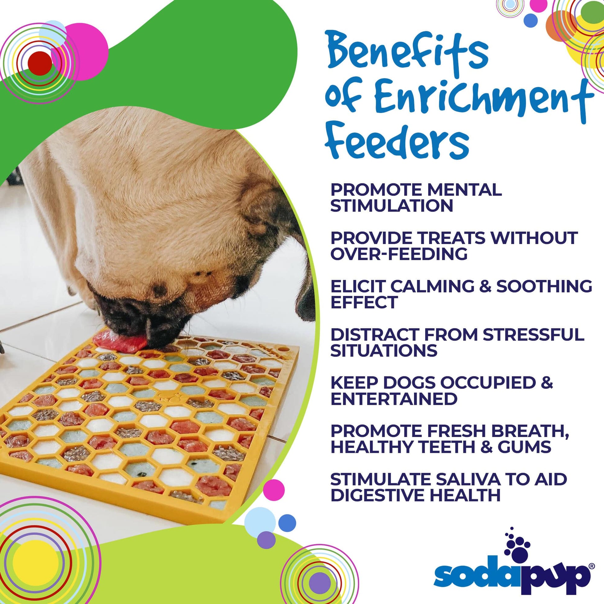 SodaPup Honeycomb eMat Enrichment Lick Mat Dogs Cats | Toy Anxiety Relief