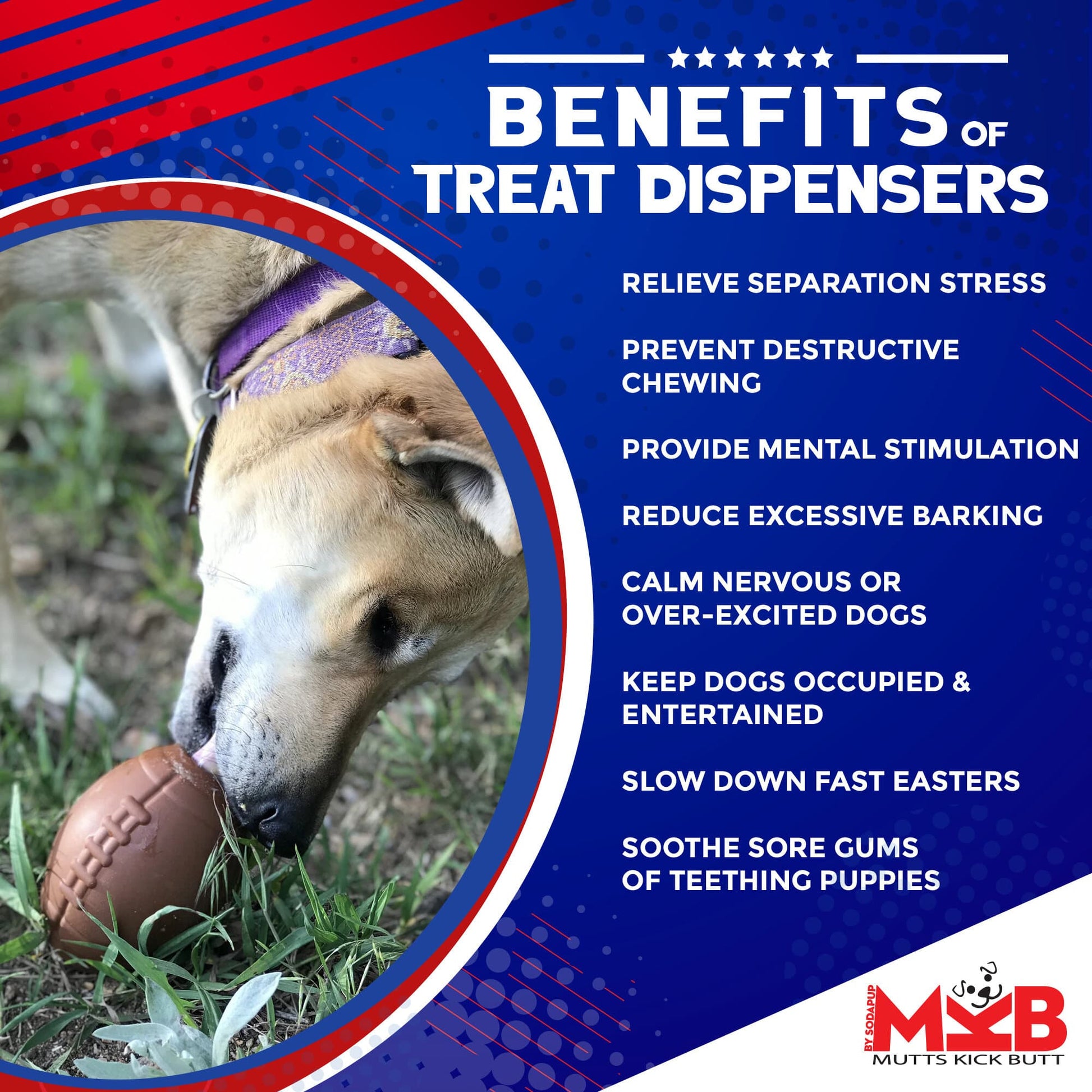 SodaPup Football Dog Chew Toy & Treat Dispenser USA Made |