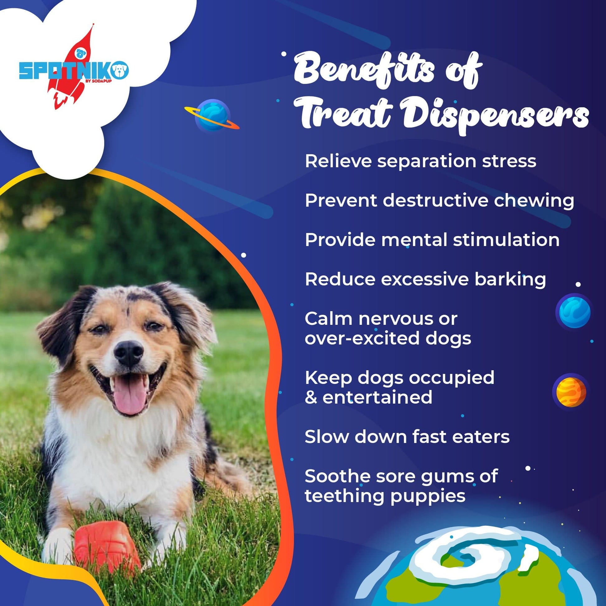 SodaPup Rocketman Dog Toy Durable Rubber Chew & Treat Dispenser | USA Made